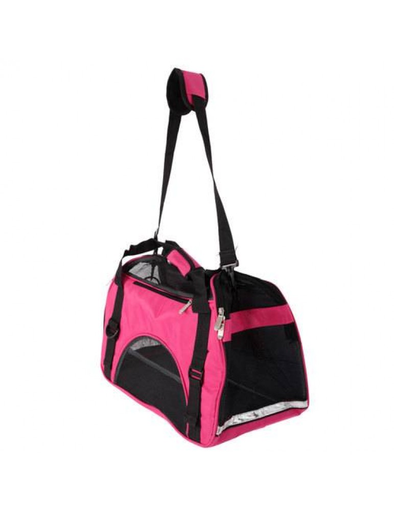 Hollow-out Portable Breathable Waterproof Pet Handbag Rose Red L