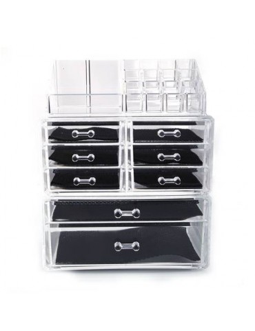 SF-1122-1 Cosmetics Storage Rack with 6 Small 2 Large Drawers Transparent
