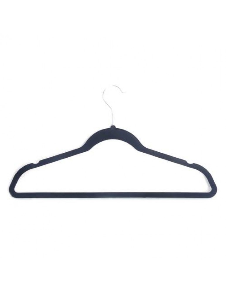 10PCs Plastic Flocking Clothes Hangers Closet Organizer Black 17.71x0.2x9.65