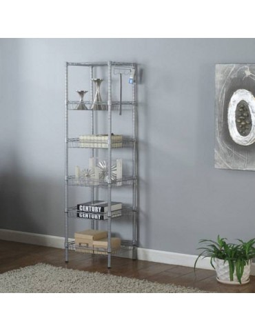 Concise 6 Layers Carbon Steel & PP Storage Rack Silver Gray