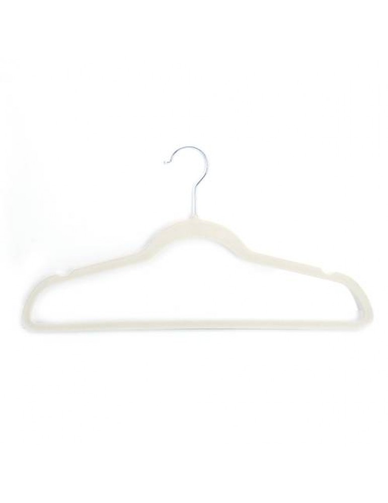10pcs 45 0.5 24.5 Plastic Flocking Clothes Hangers Ivory White